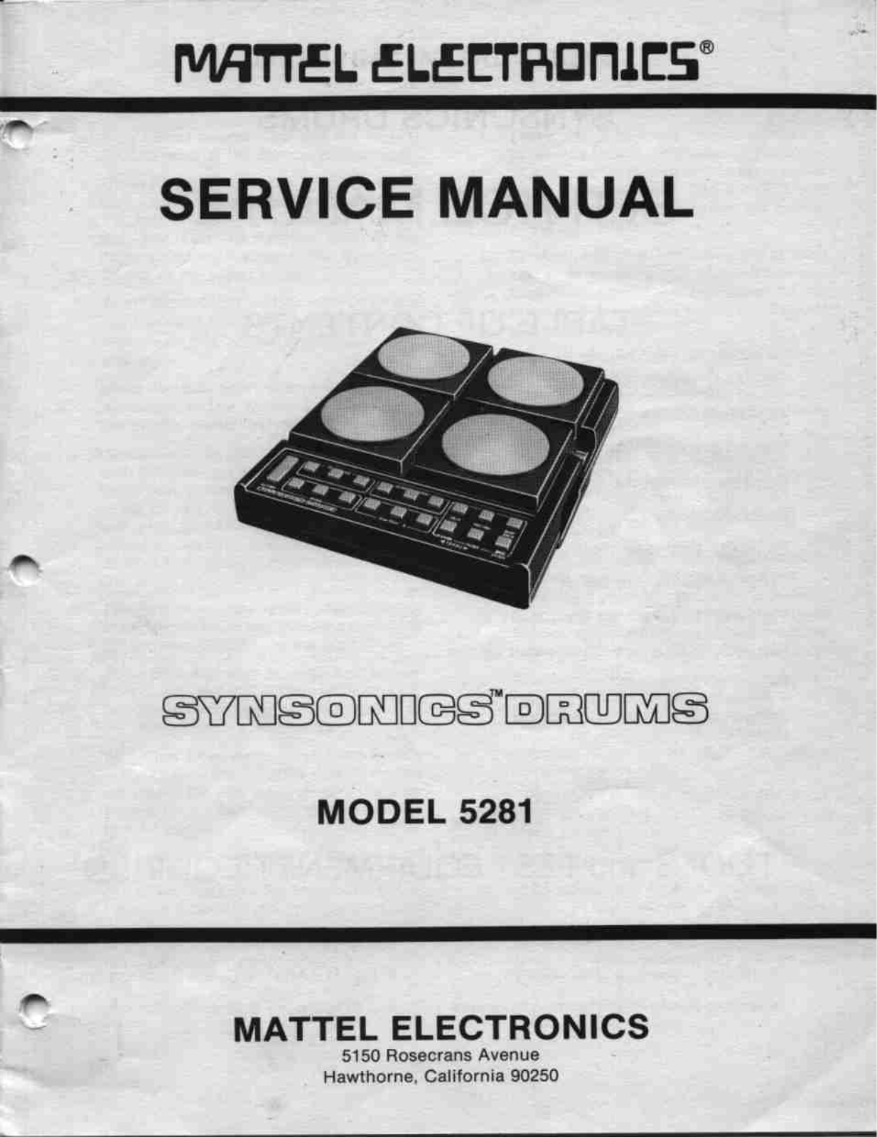 Mattel SYNSONICS SERVICE MANUAL