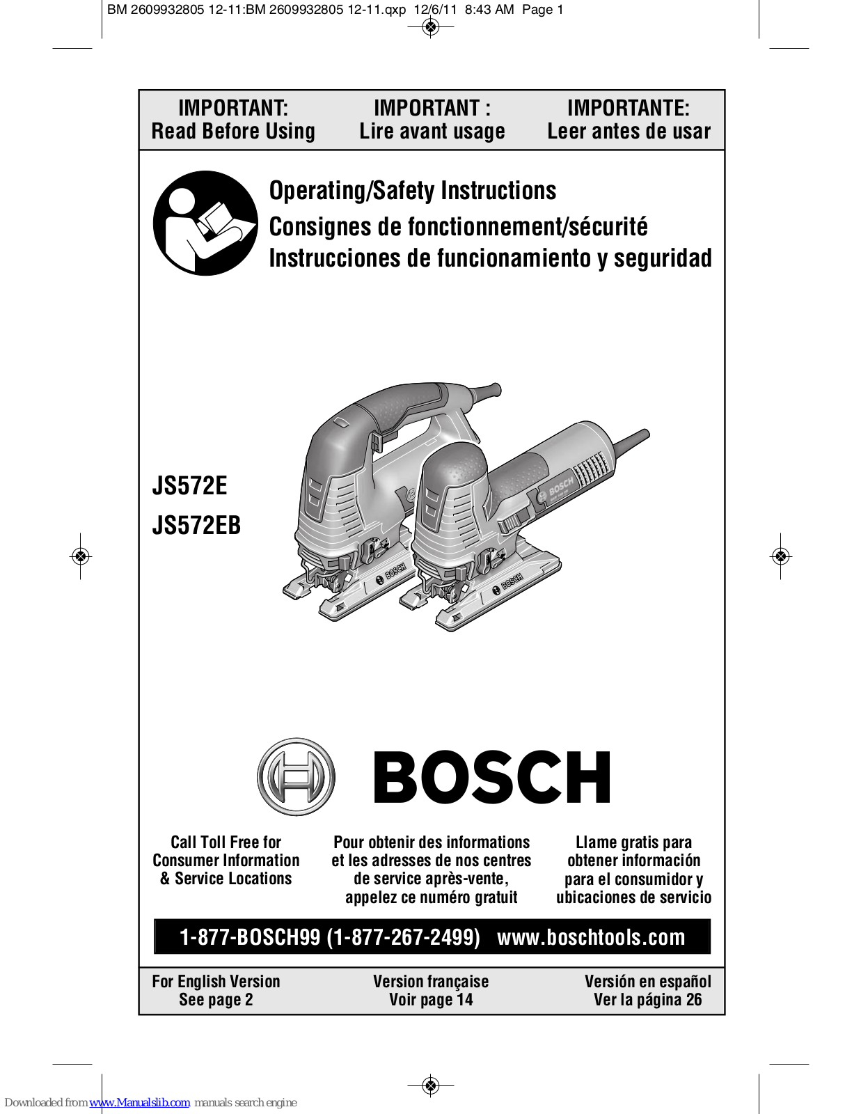 Bosch JS572E, JS572EB Operating/safety Instructions Manual