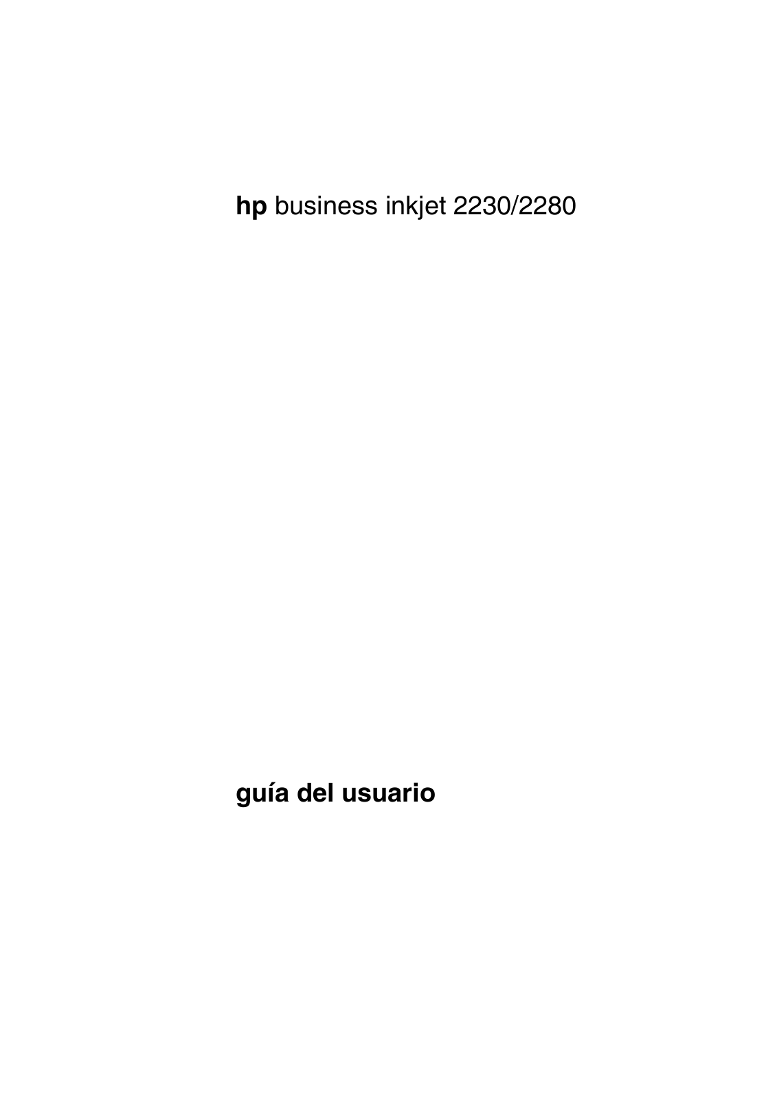 HP Business Inkjet 2230, Business Inkjet 2280 User's Guide