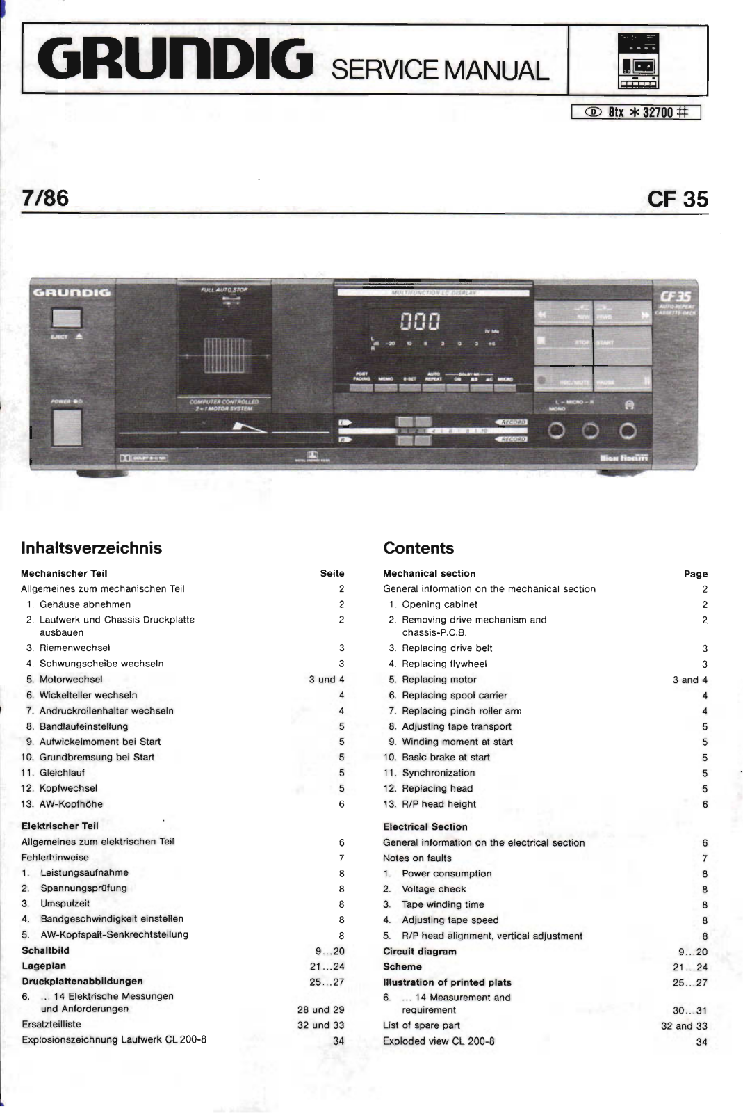 Grundig CF-35 Service Manual