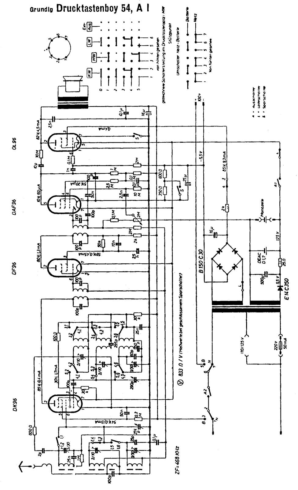 Grundig DrucktastenBoy-54 Schematic