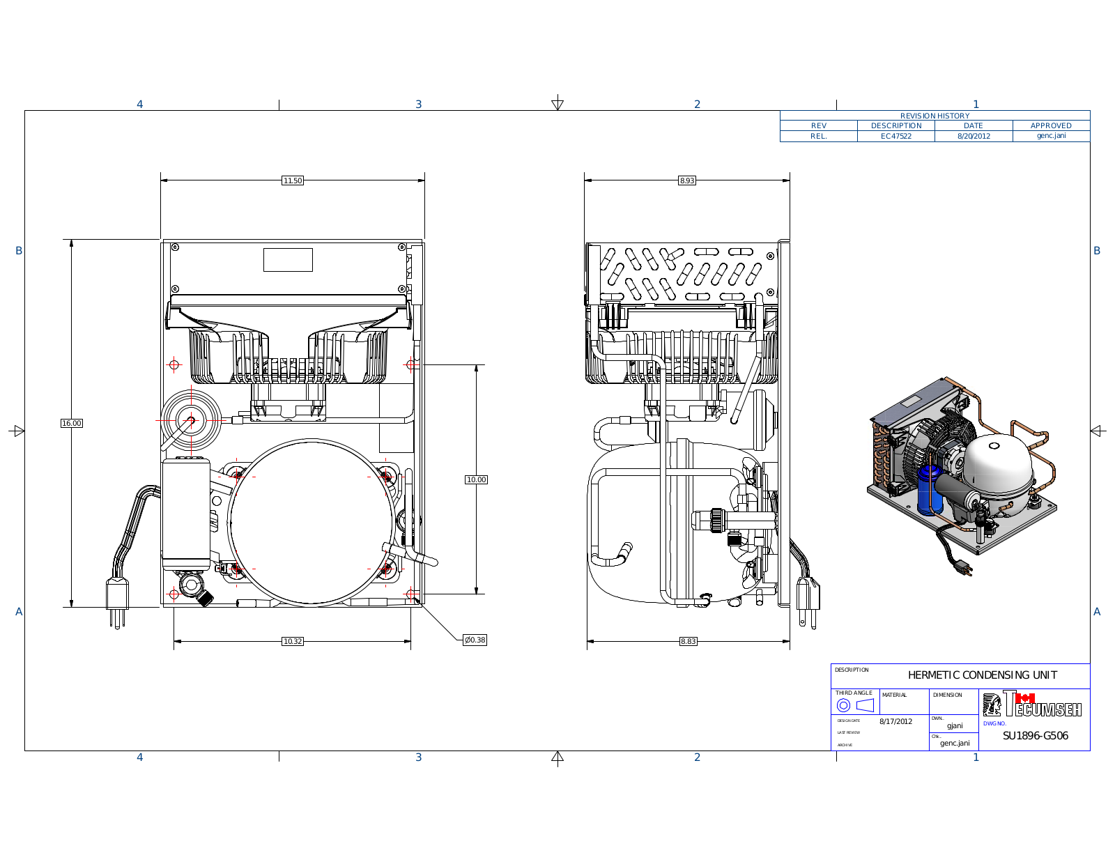 Tecumseh TPB9415YAACK, TPB9415YAACC, TPB9415YAACS, TPB9415YAACB, TPB9417YAACB Drawing Data