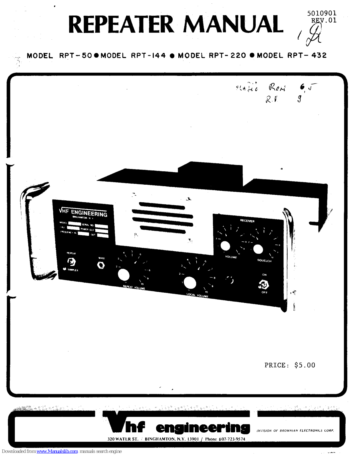 VHF Engineering RPT-50, RPT-144, RPT-220, RPT-432 User Manual