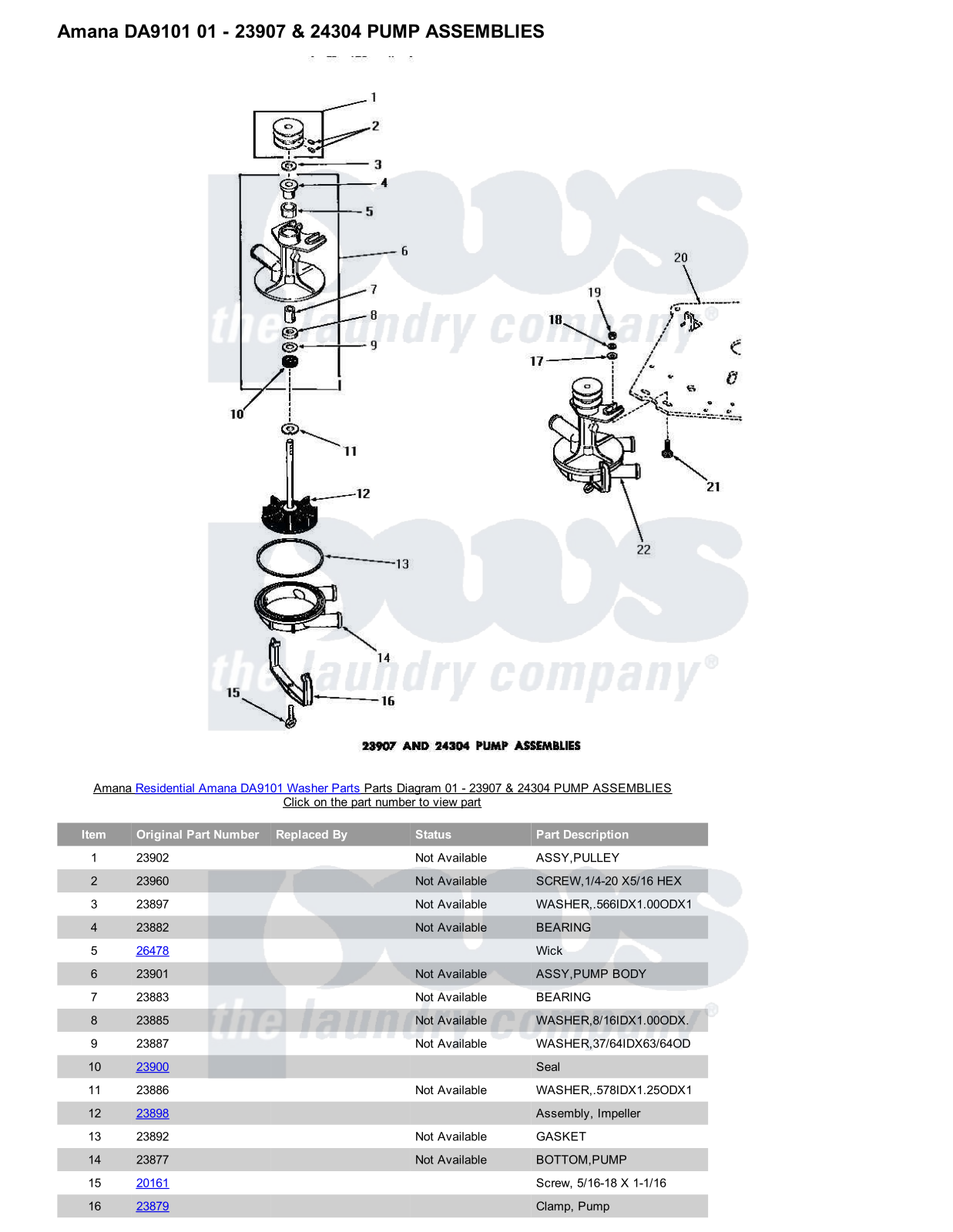 Amana DA9101 Parts Diagram