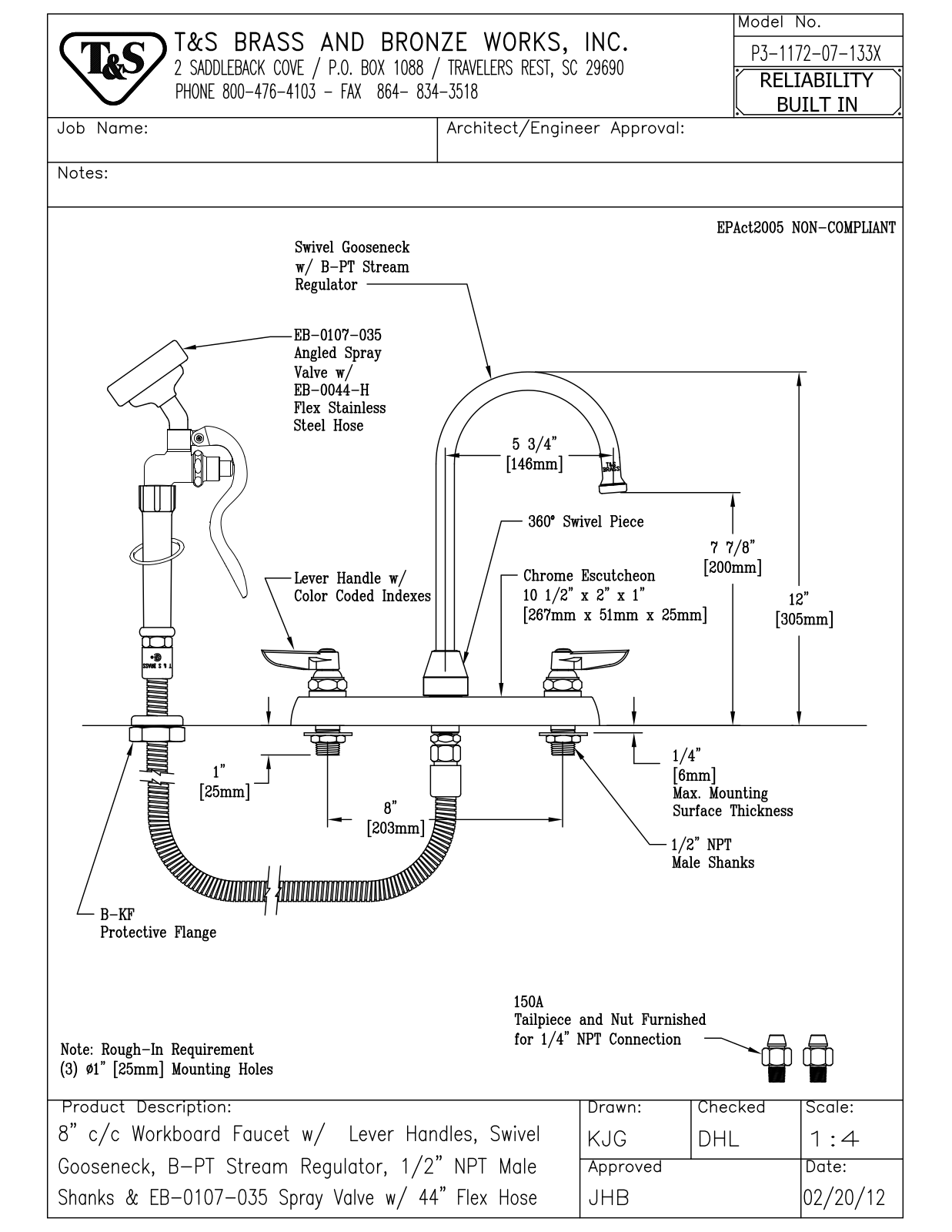 T&S Brass P3-1172-07-133X User Manual