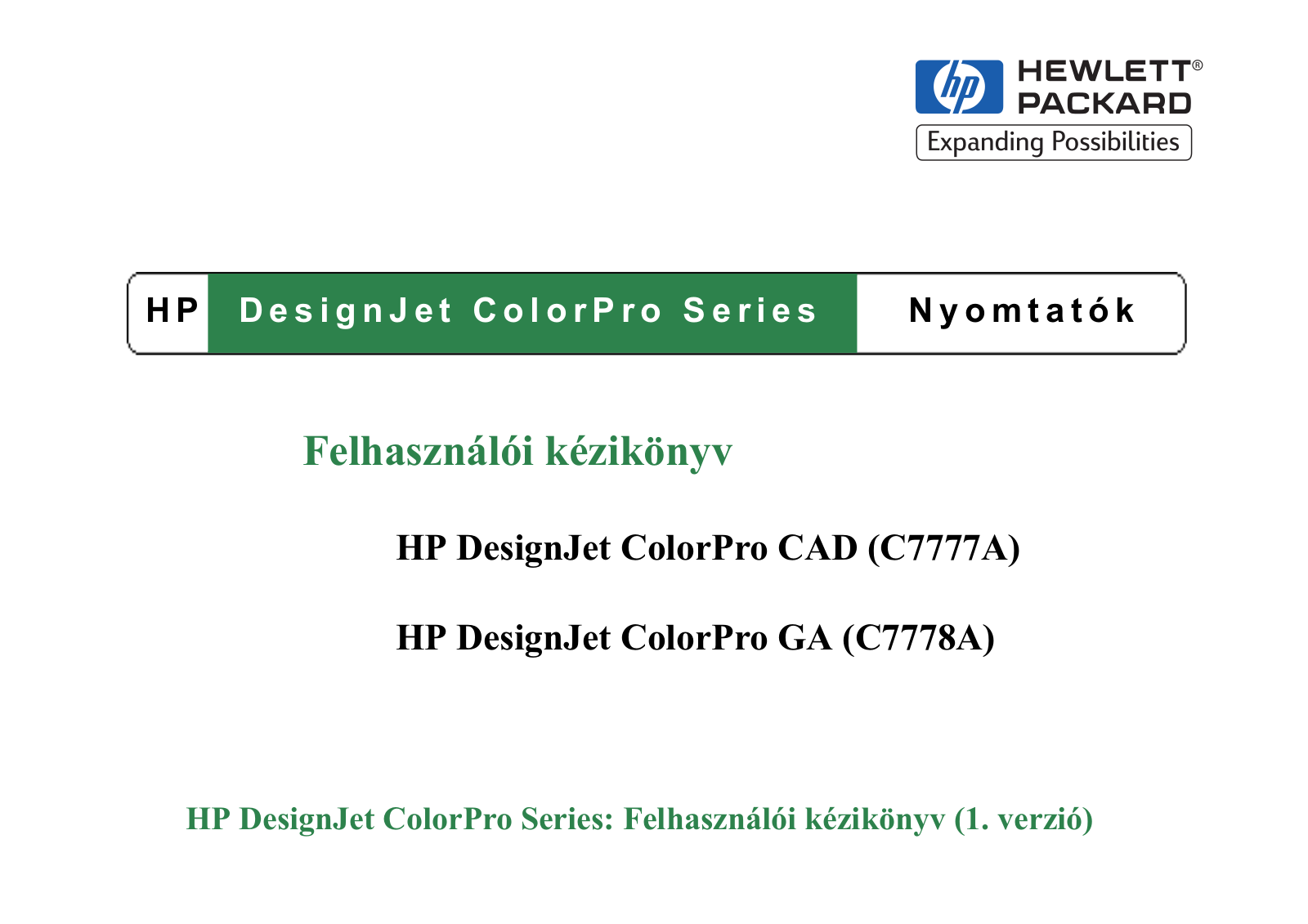 Hp DESIGNJETPRO CAD User Manual