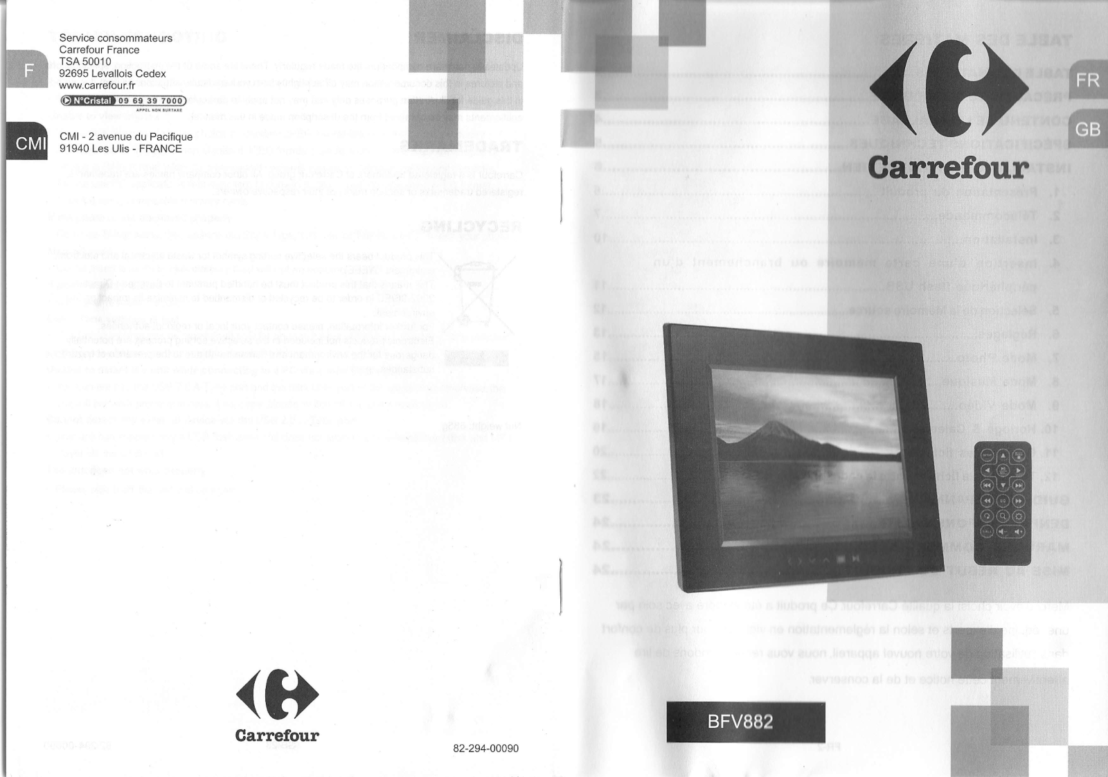 CARREFOUR BFV882 User Manual - ManualMachine.com