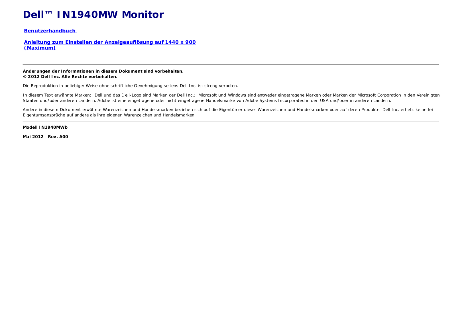 Dell IN1940MW User Manual