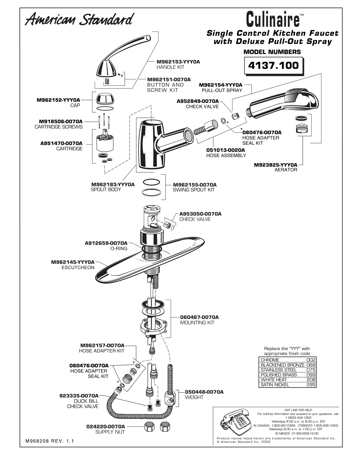 American Standard 4137.100 User Manual