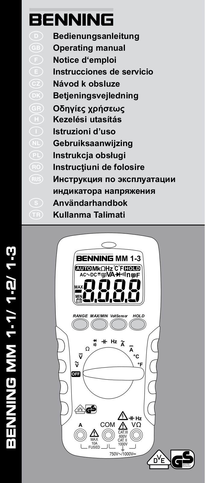 Benning MM 1-1, MM 1-2, MM 1-3 User guide