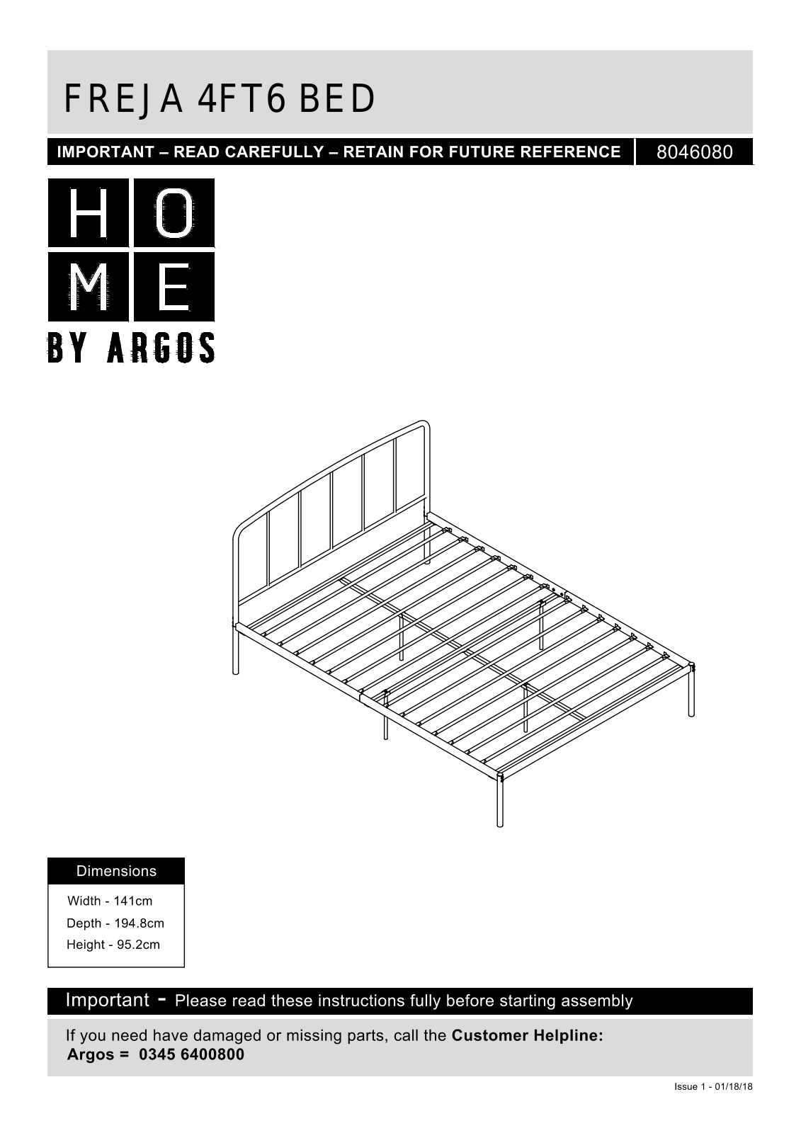 Argos 8046080 ASSEMBLY INSTRUCTIONS