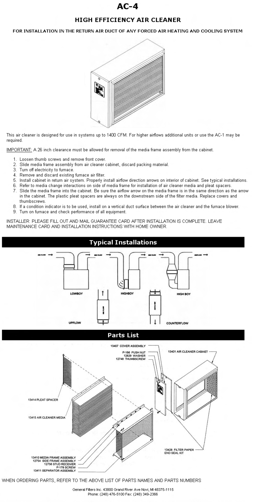 General Ac-4 Owner's Manual