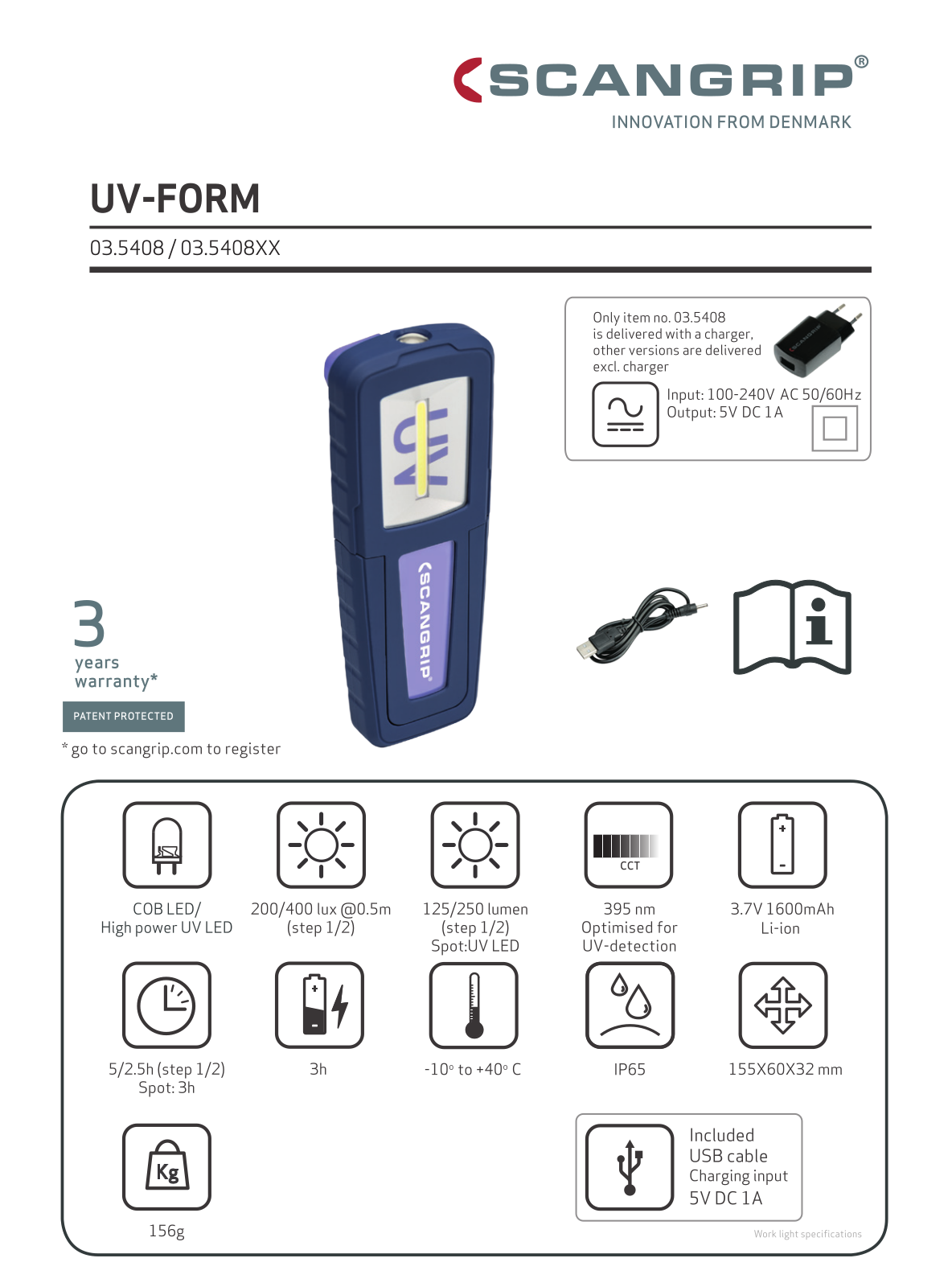 Scangrip UV-FORM, 03.5408 User guide