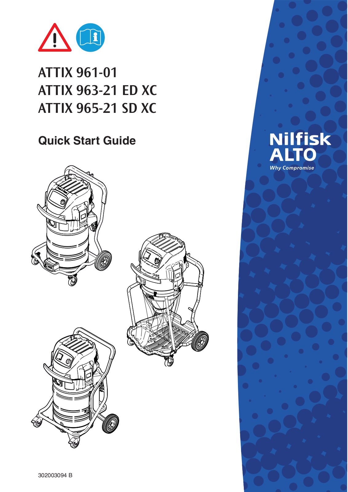 Nilfisk ATTIX 961-01, ATTIX 965-21 SD XC, ATTIX 963-21 ED XC Quick Start Guide