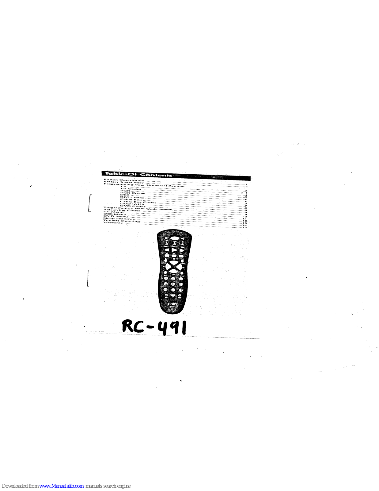 Coby RC-491 User Manual