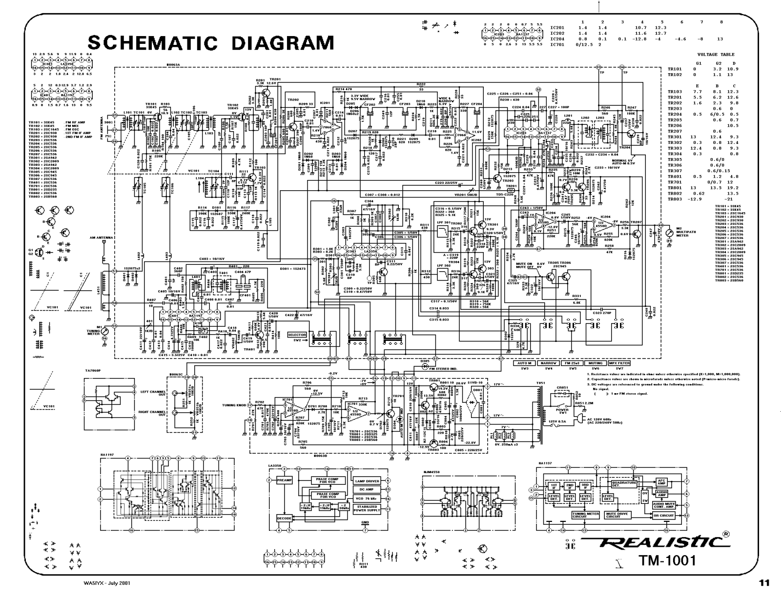 Realistic TM-1001 Schematic