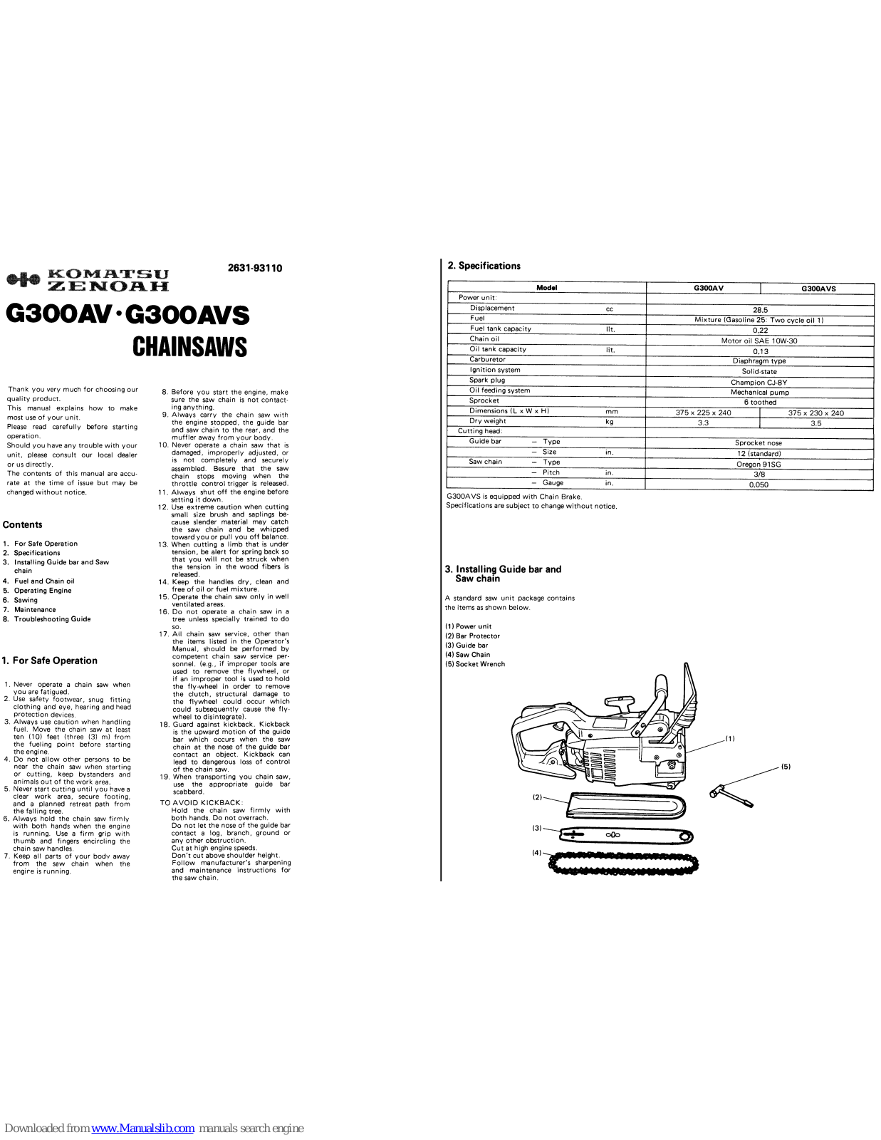 Komatsu G300AV, G300AVS User Manual