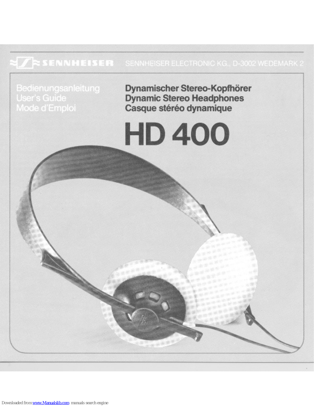 Sennheiser HD 400-3, HD 400-6, HD 400-13 User Manual