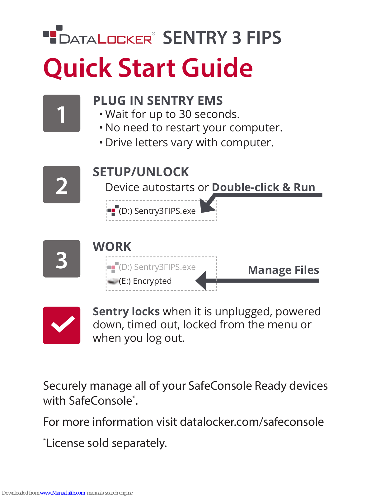 DataLocker SENTRY 3 FIPS Quick Start Manual - ManualMachine.com