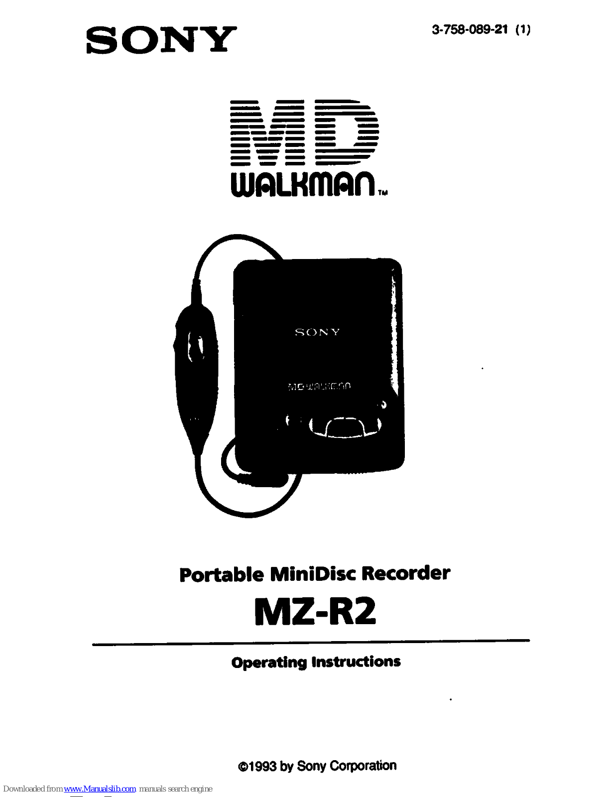 Sony MD Walkamn MZ-R2 Operating Instructions Manual