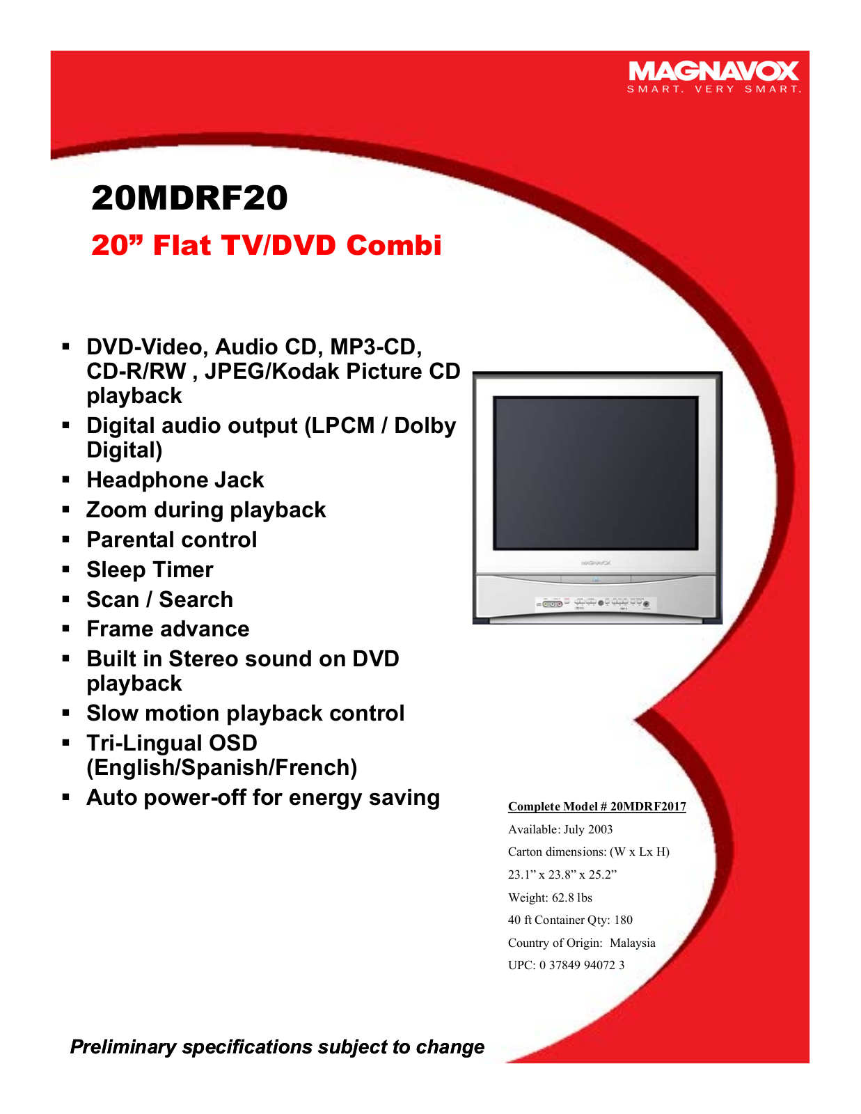 Philips 20MDRF20 User Manual
