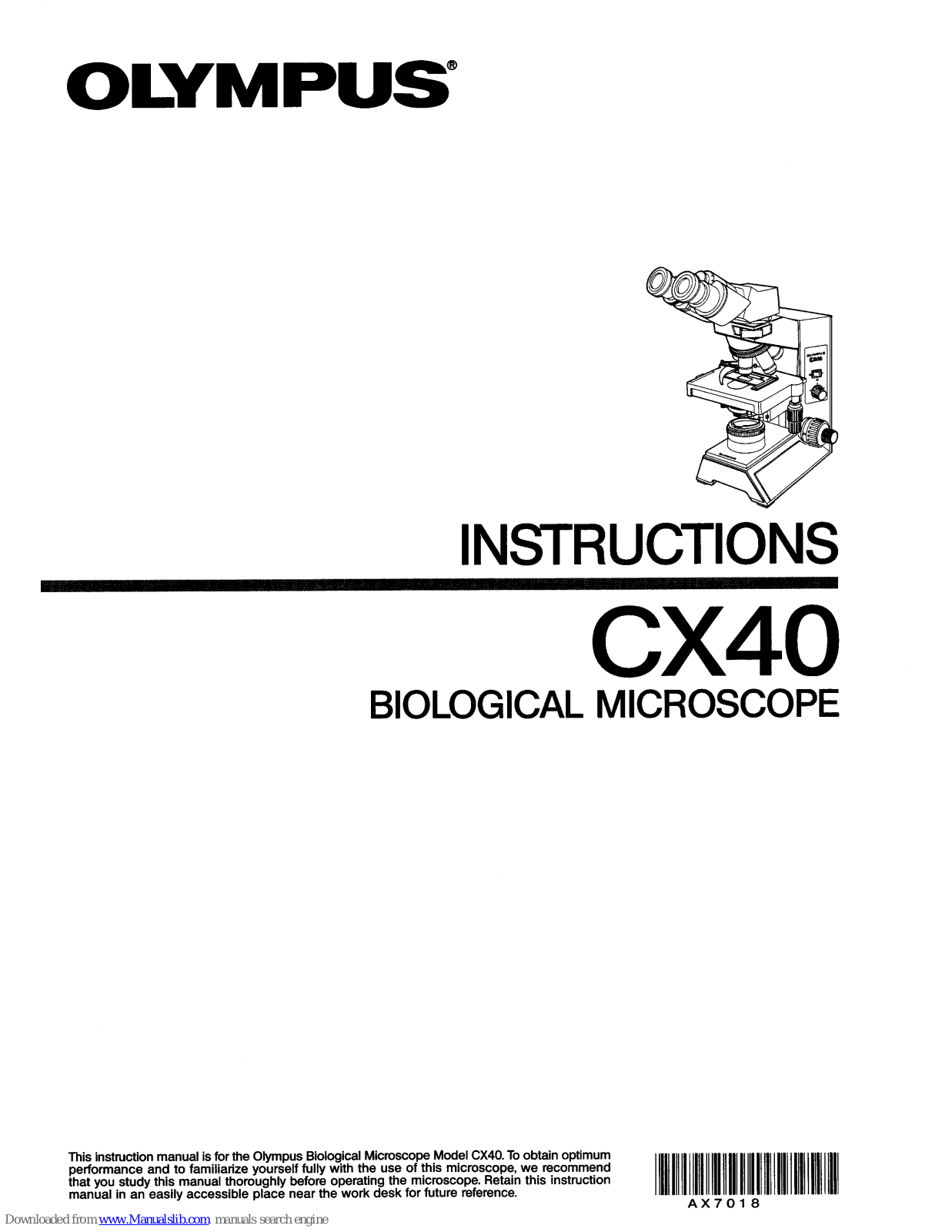 Olympus CX40 Instruction Manual