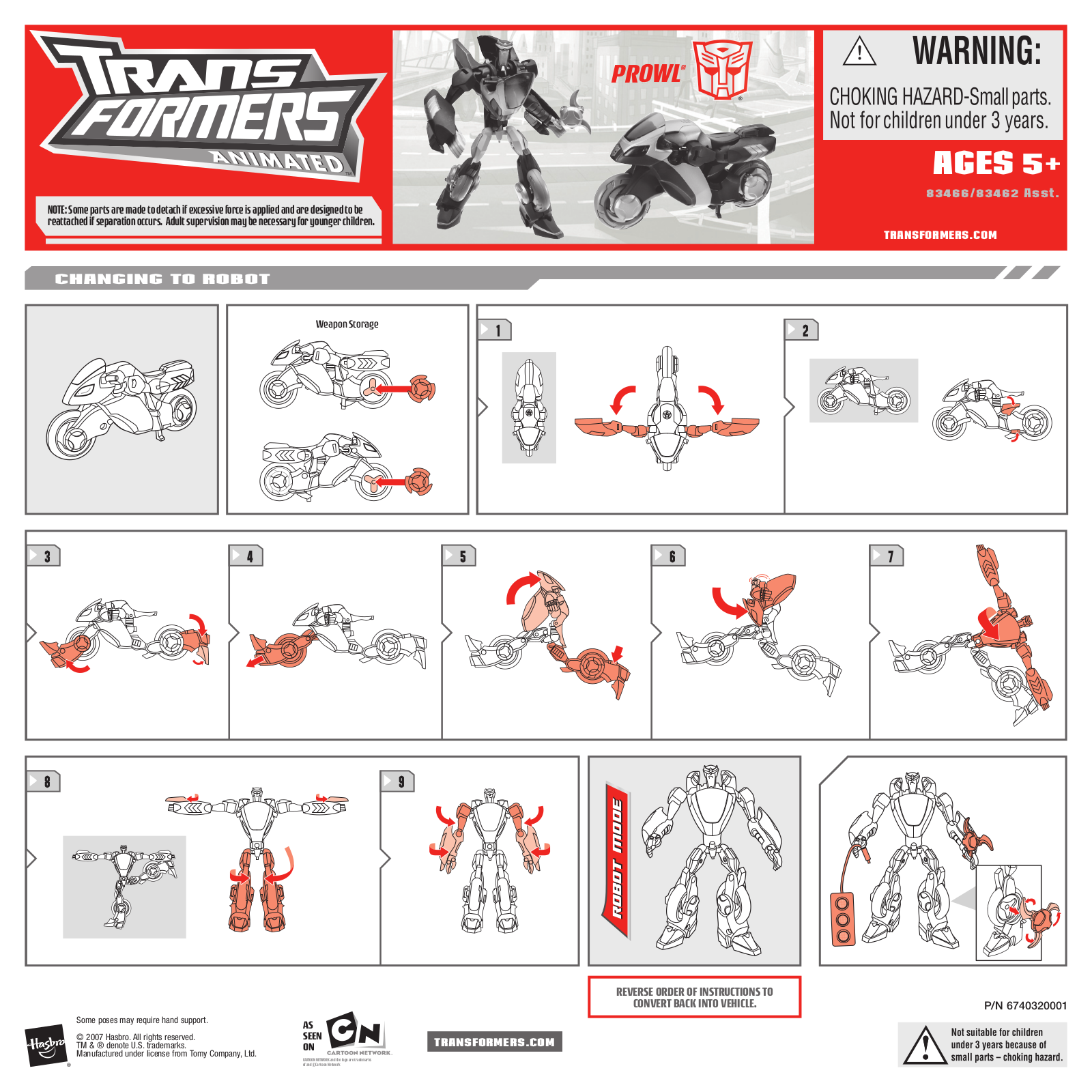 Hasbro TRANSFORMERS ANIMATED PROWL User Manual