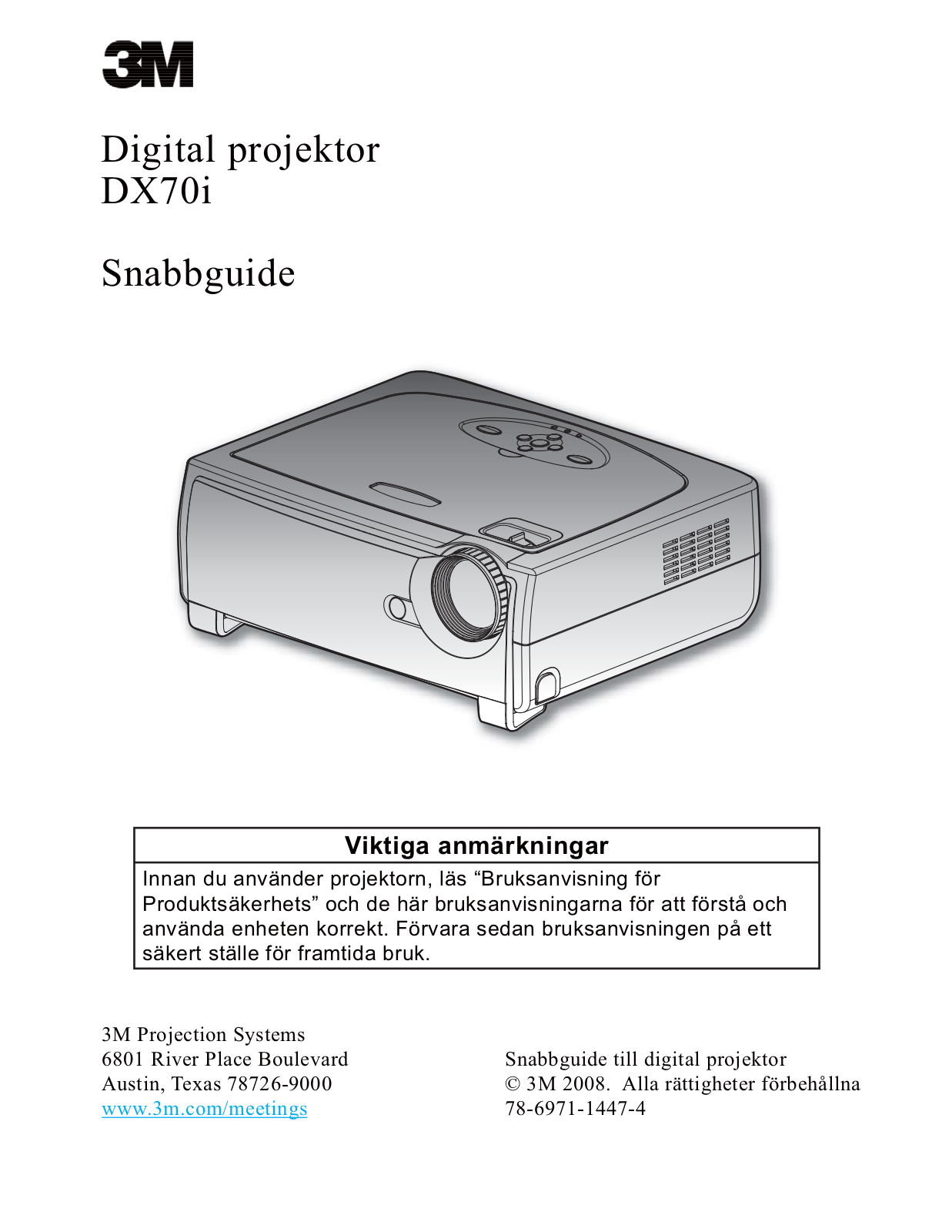 3M DX70i Operator Guide