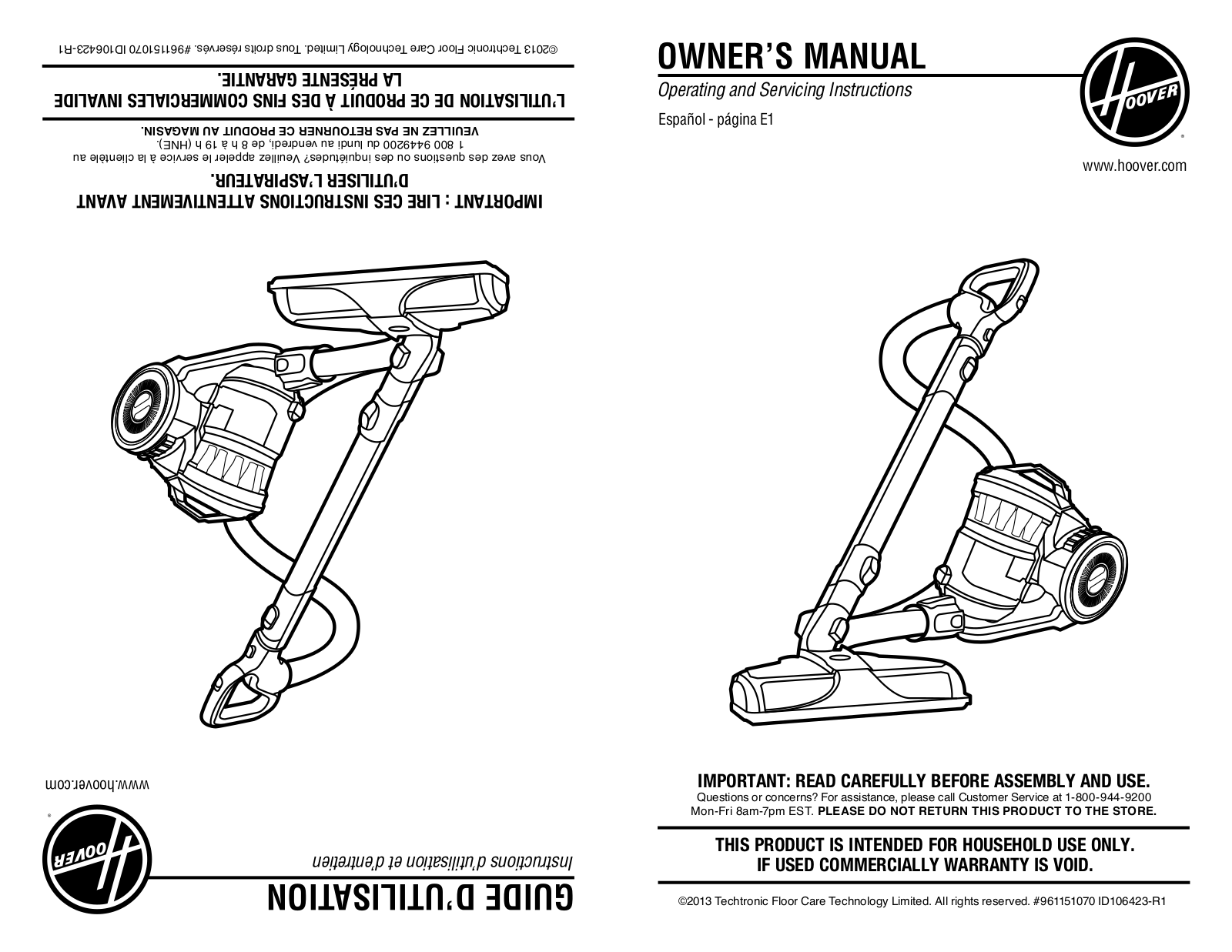 Hoover SH40070 Owners Manual