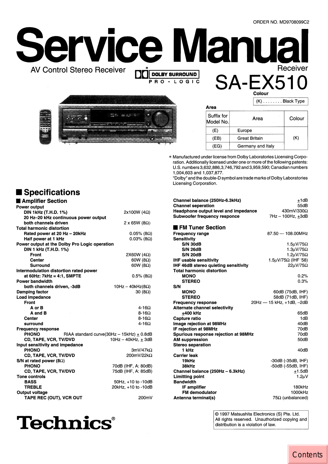 Technics SAEX-510 Service manual