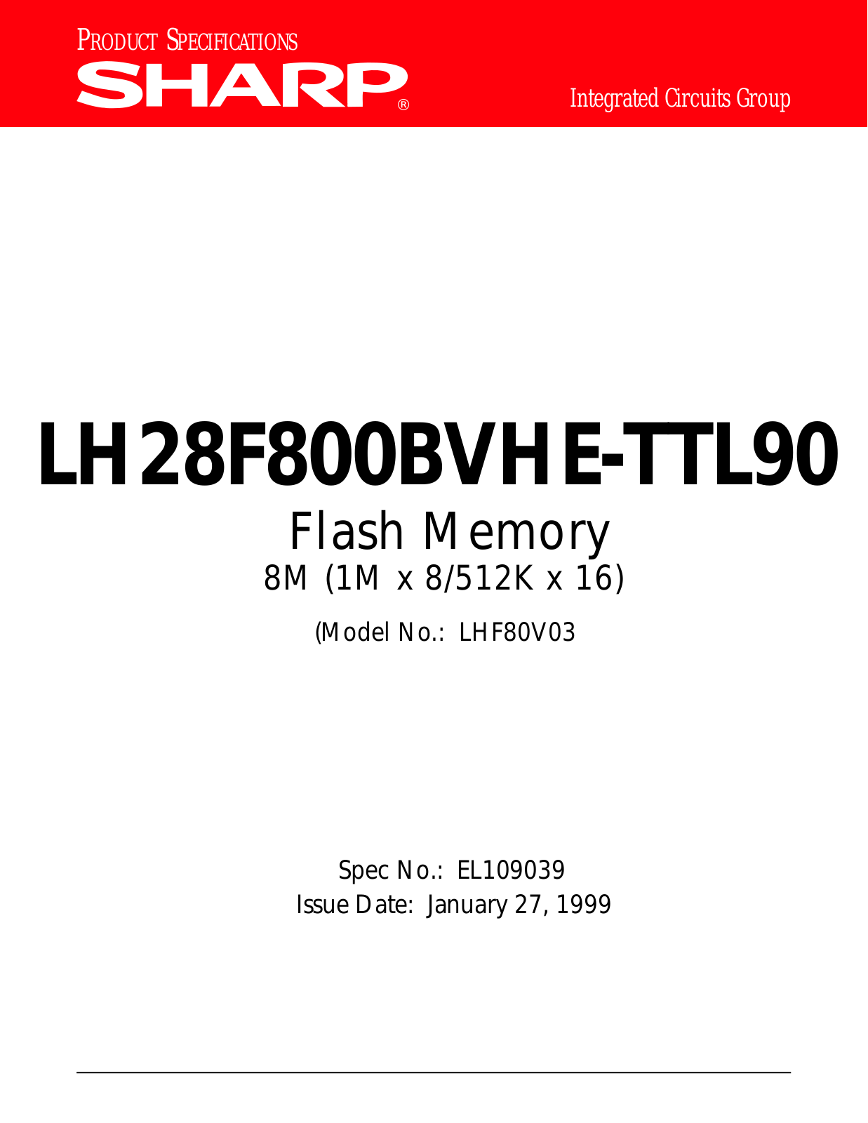 Sharp LH28F800BVHE-TTL90 Datasheet