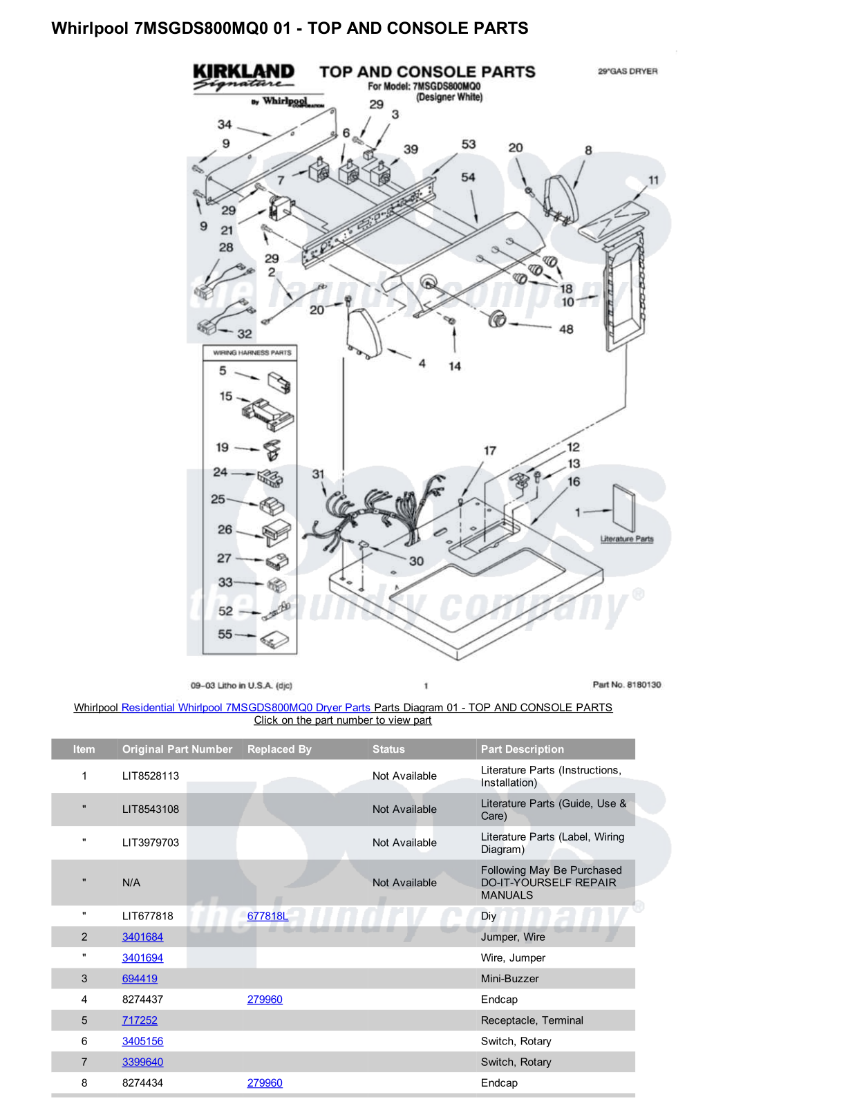 Whirlpool 7MSGDS800MQ0 Parts Diagram