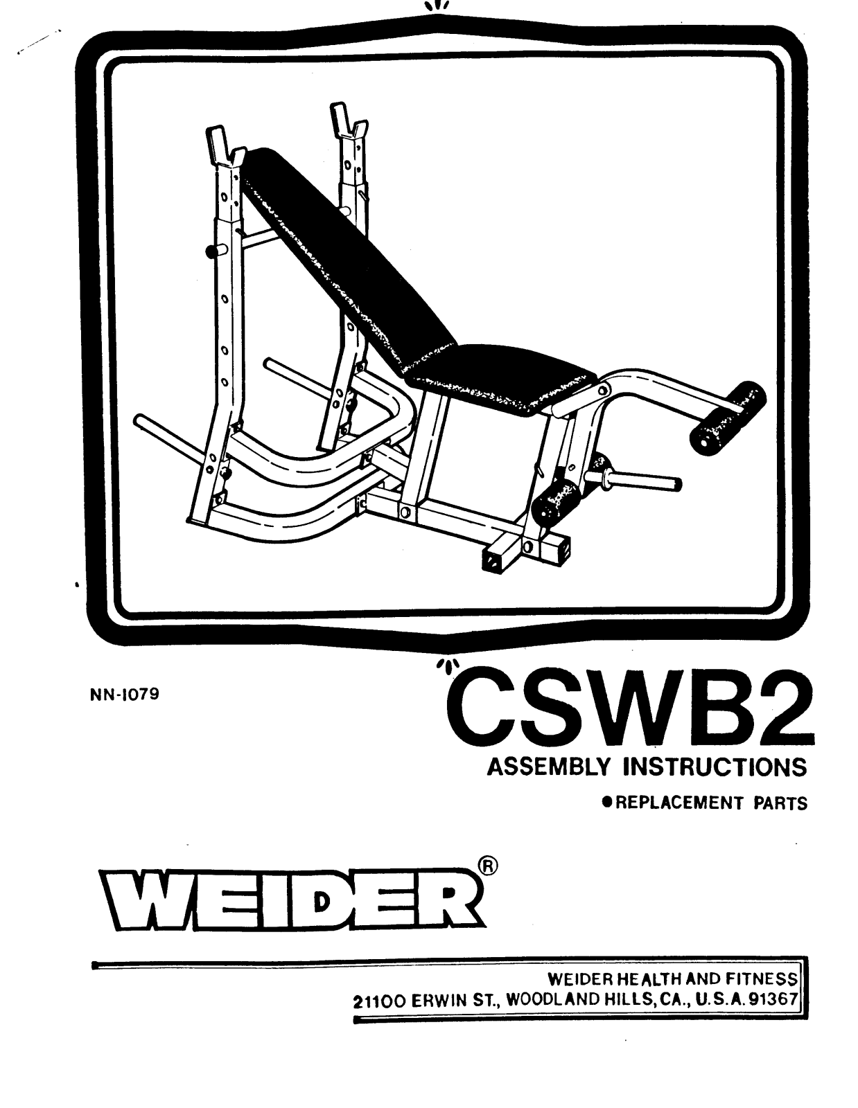 Weider CSWB2 Owner's Manual