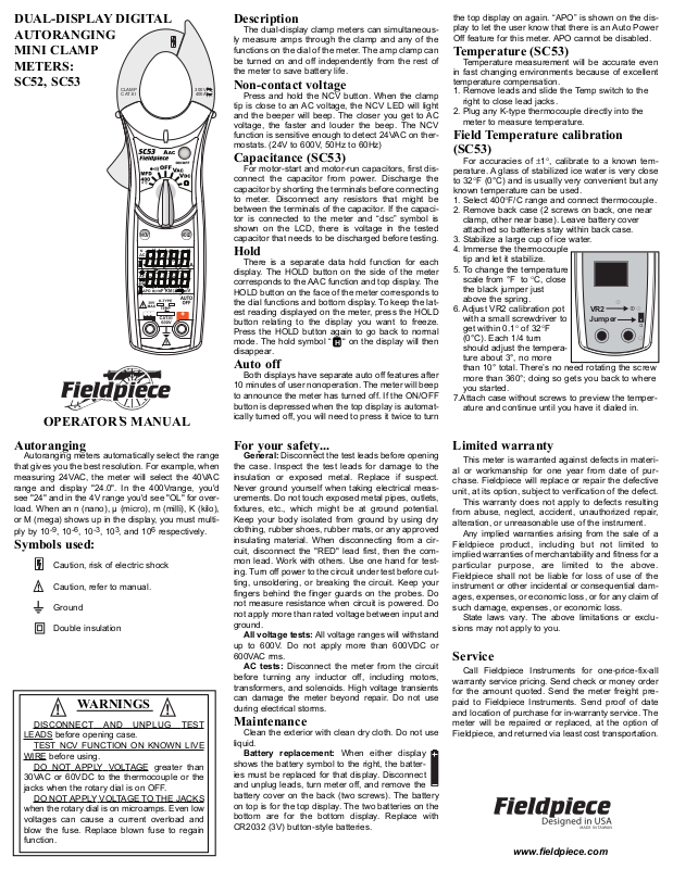 Fieldpiece SC53 User Manual