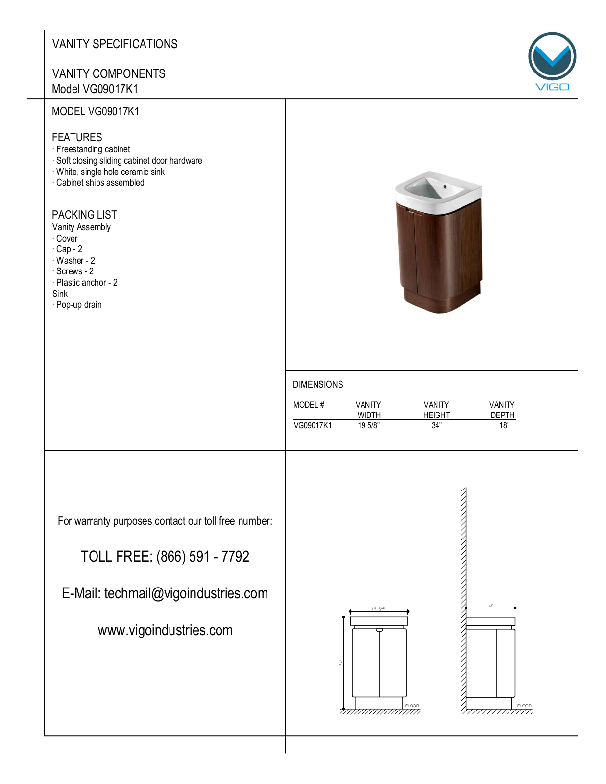 Vigo VG09017K1 User Manual