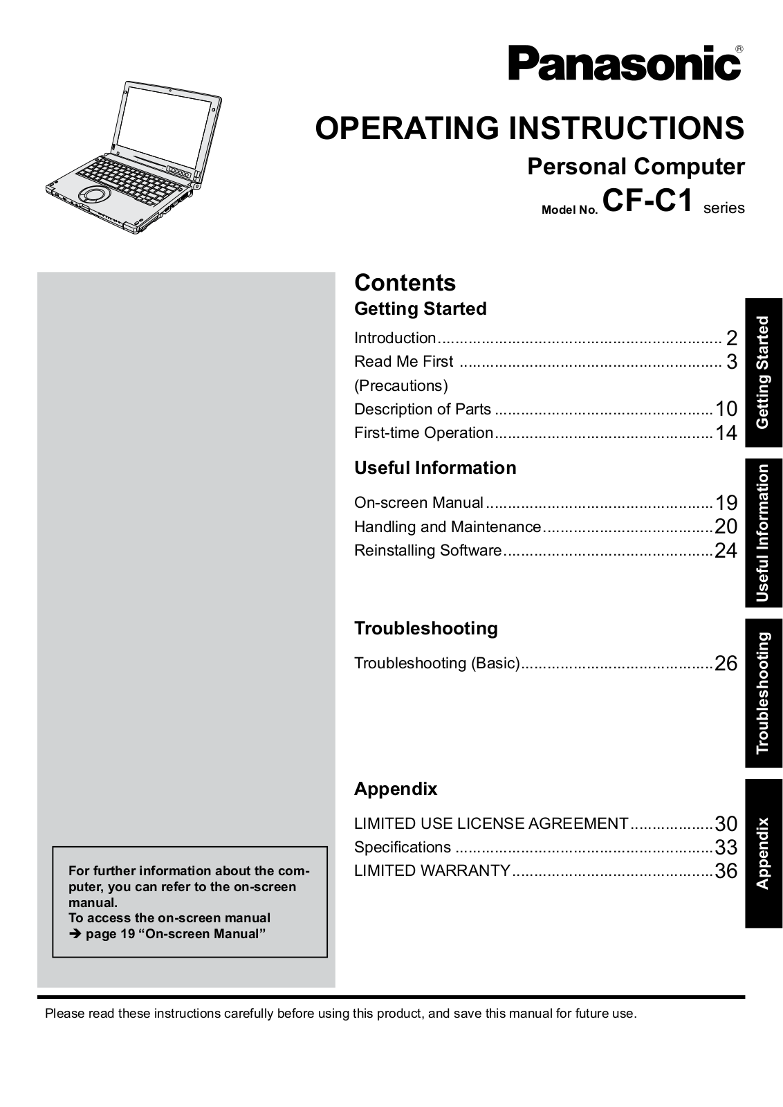 Panasonic 9TGCF C11 Users Manual