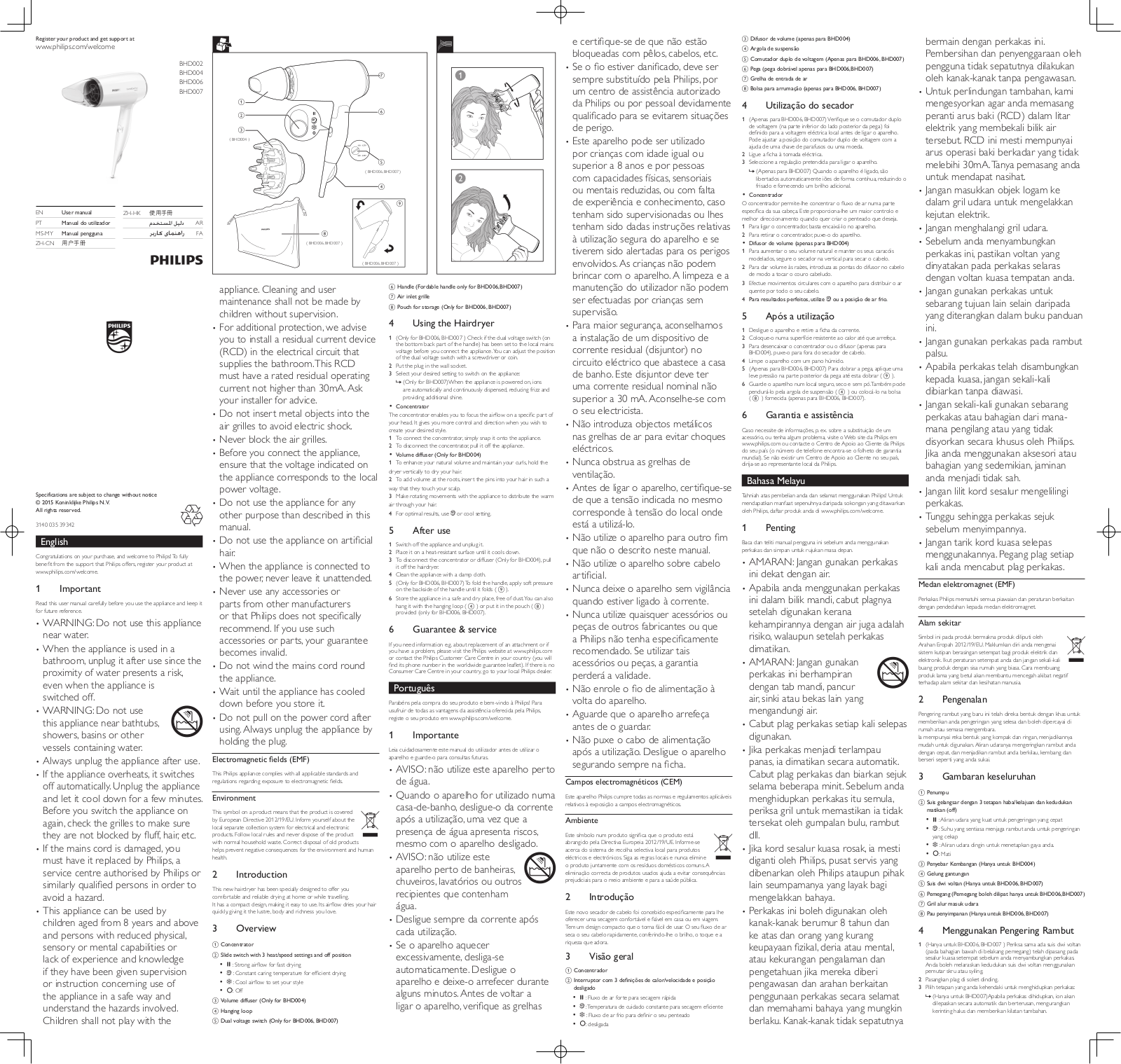 Philips BHD002, BHD004, BHD006, BHD007 User Manual