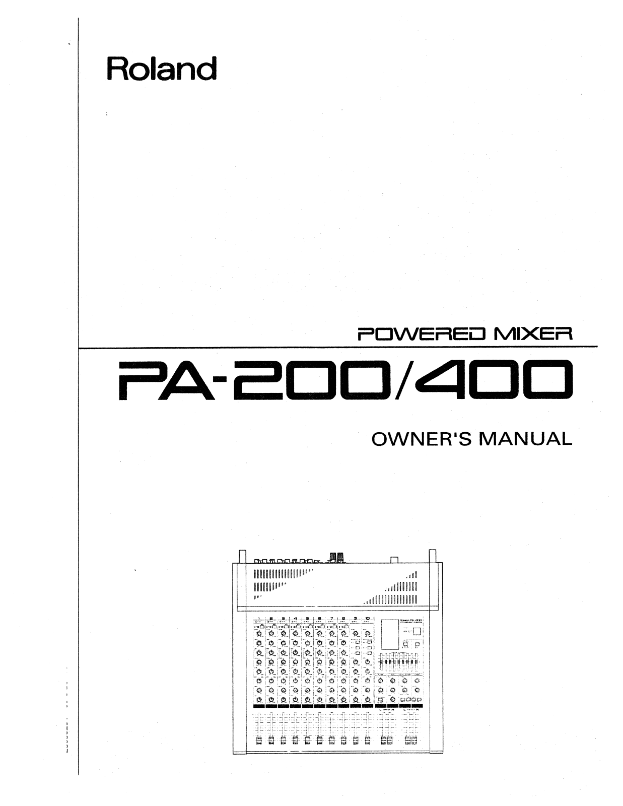 Roland Corporation PA-200, PA-400 Owner's Manual