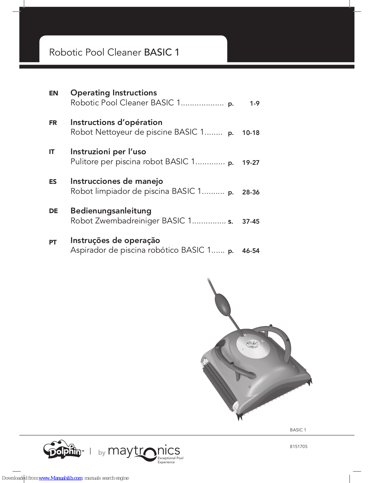 Maytronics BASIC 1 Instructions Manual