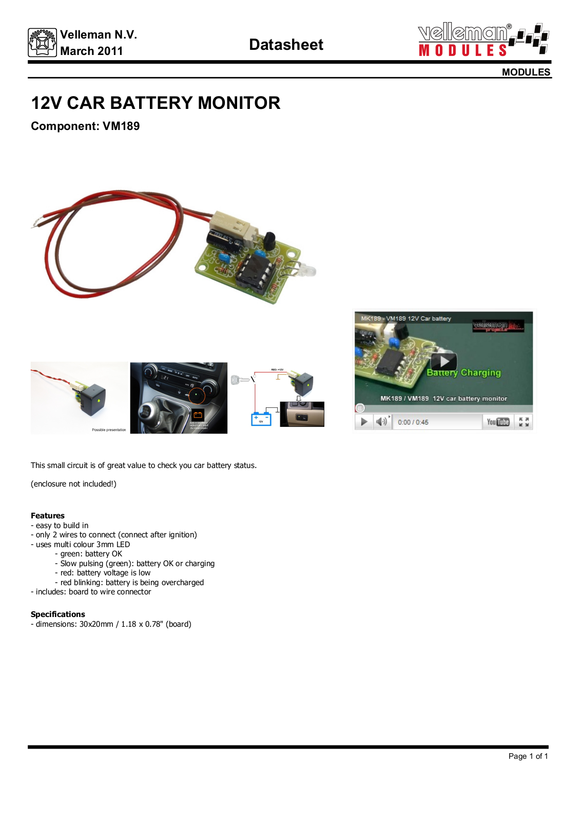 Velleman VM189 Datasheet - ManualMachine.com