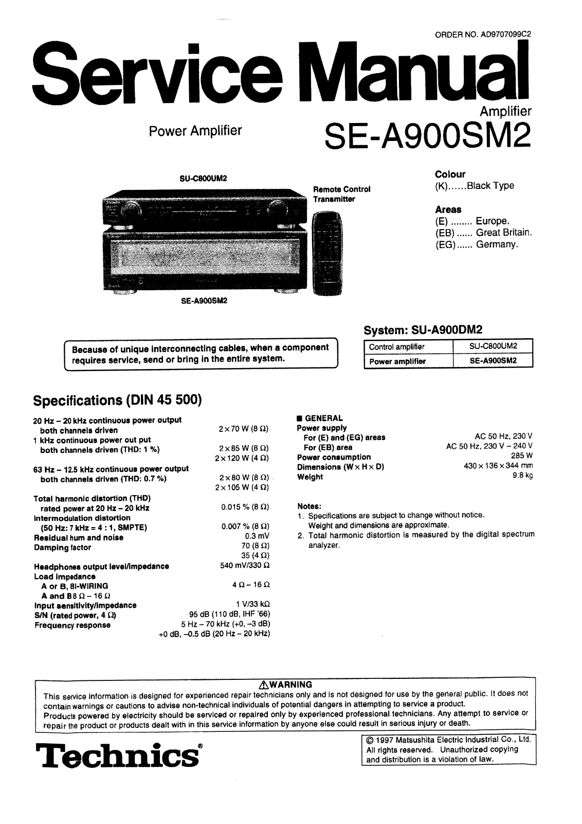 Technics SE-A900S Service manual