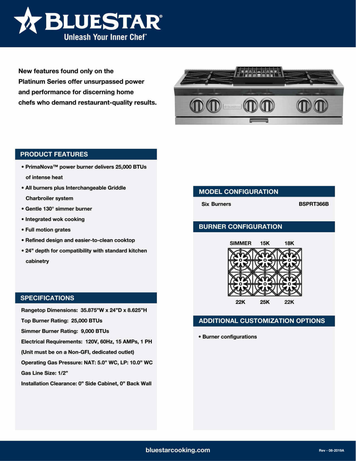 Bluestar BSPRT366B Specsheet