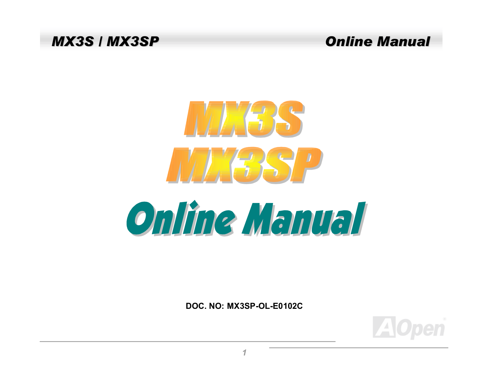 AOpen MX3SP User Manual