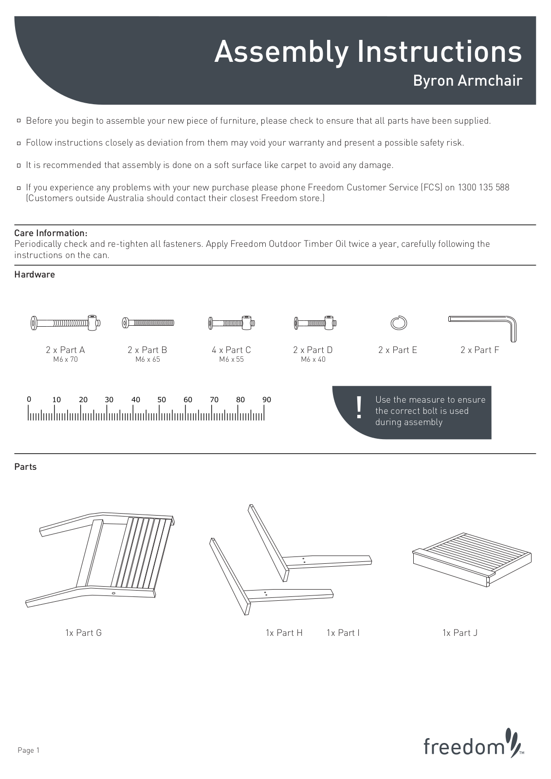 Freedom Byron Armchair Assembly Instruction