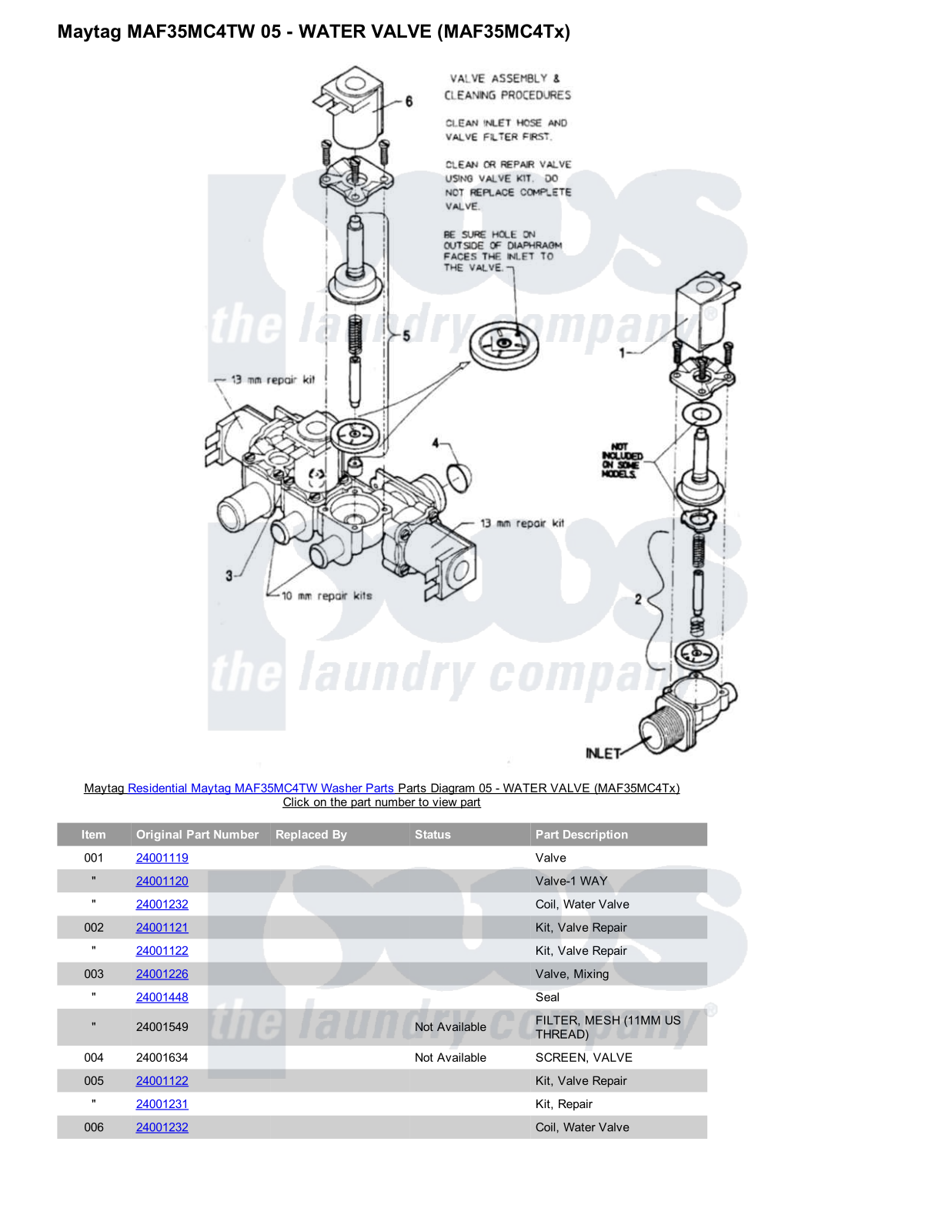 Maytag MAF35MC4TW Parts Diagram