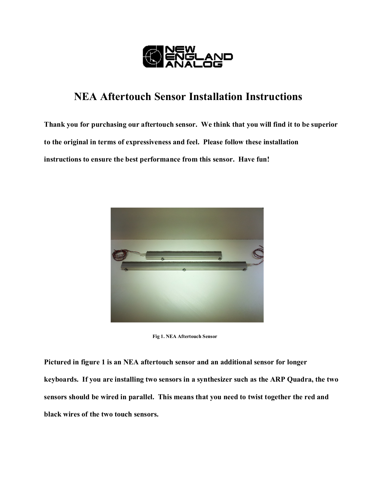 NEA Aftertouch Sensor Installation Instructions - ManualMachine.com