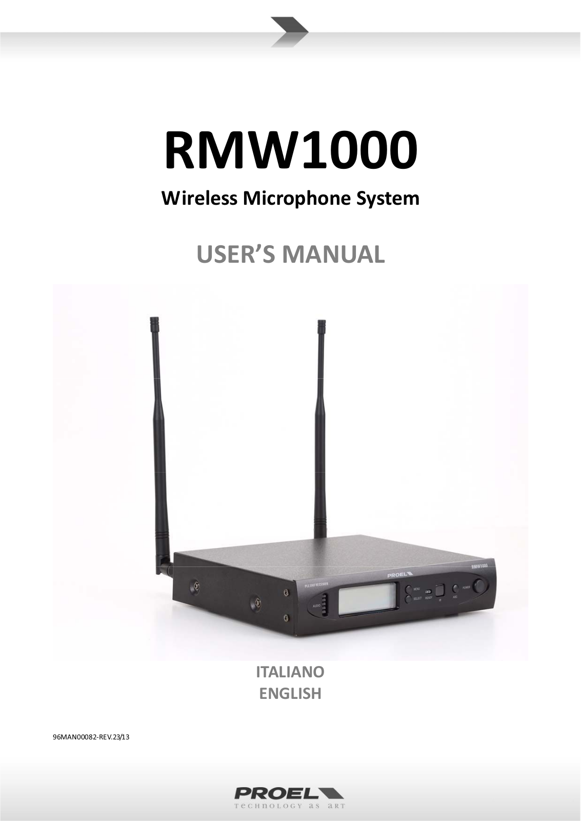 Proel RMW1000M, RMW1000H USER’S MANUAL