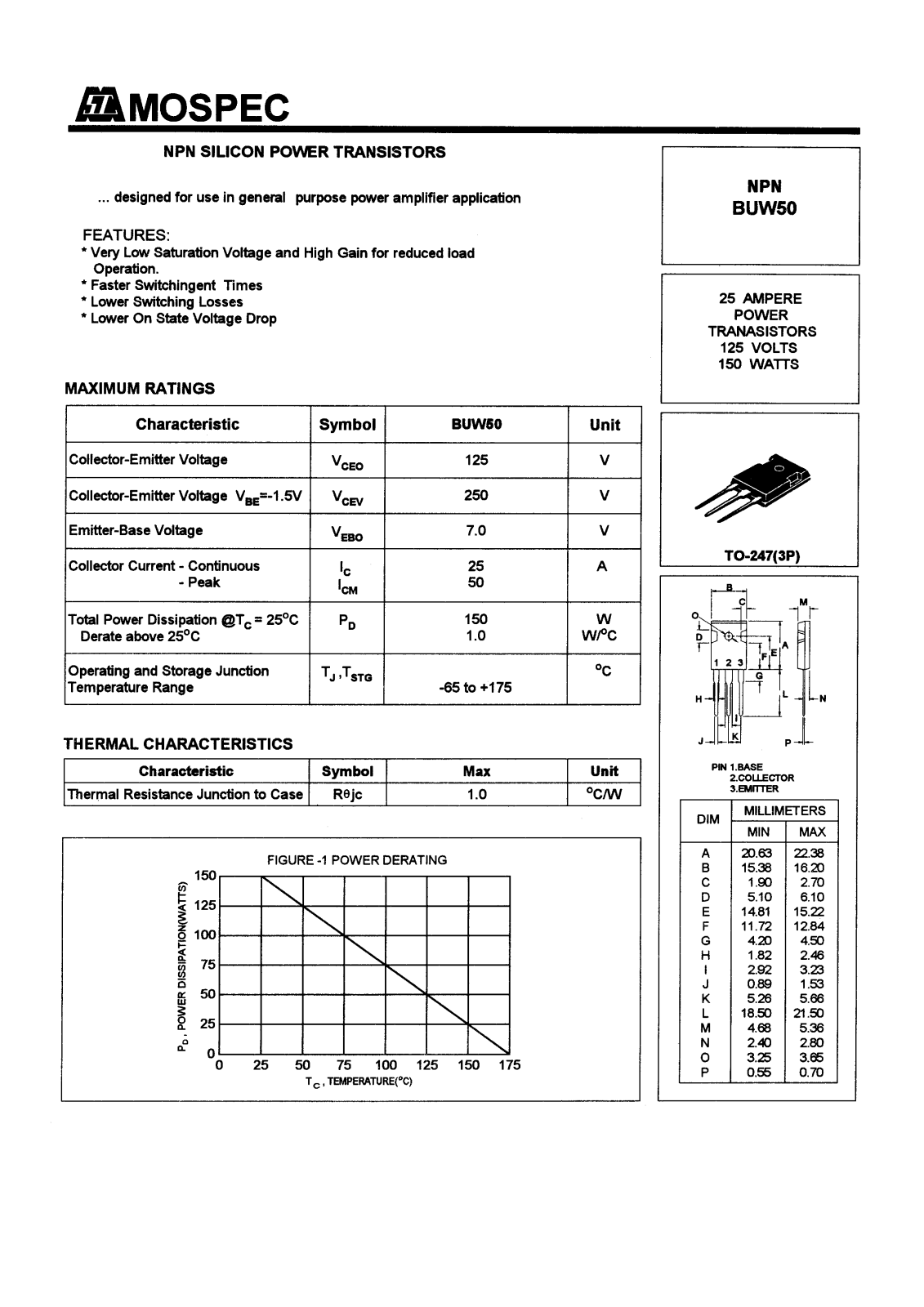 MOSPEC BUW50 Datasheet