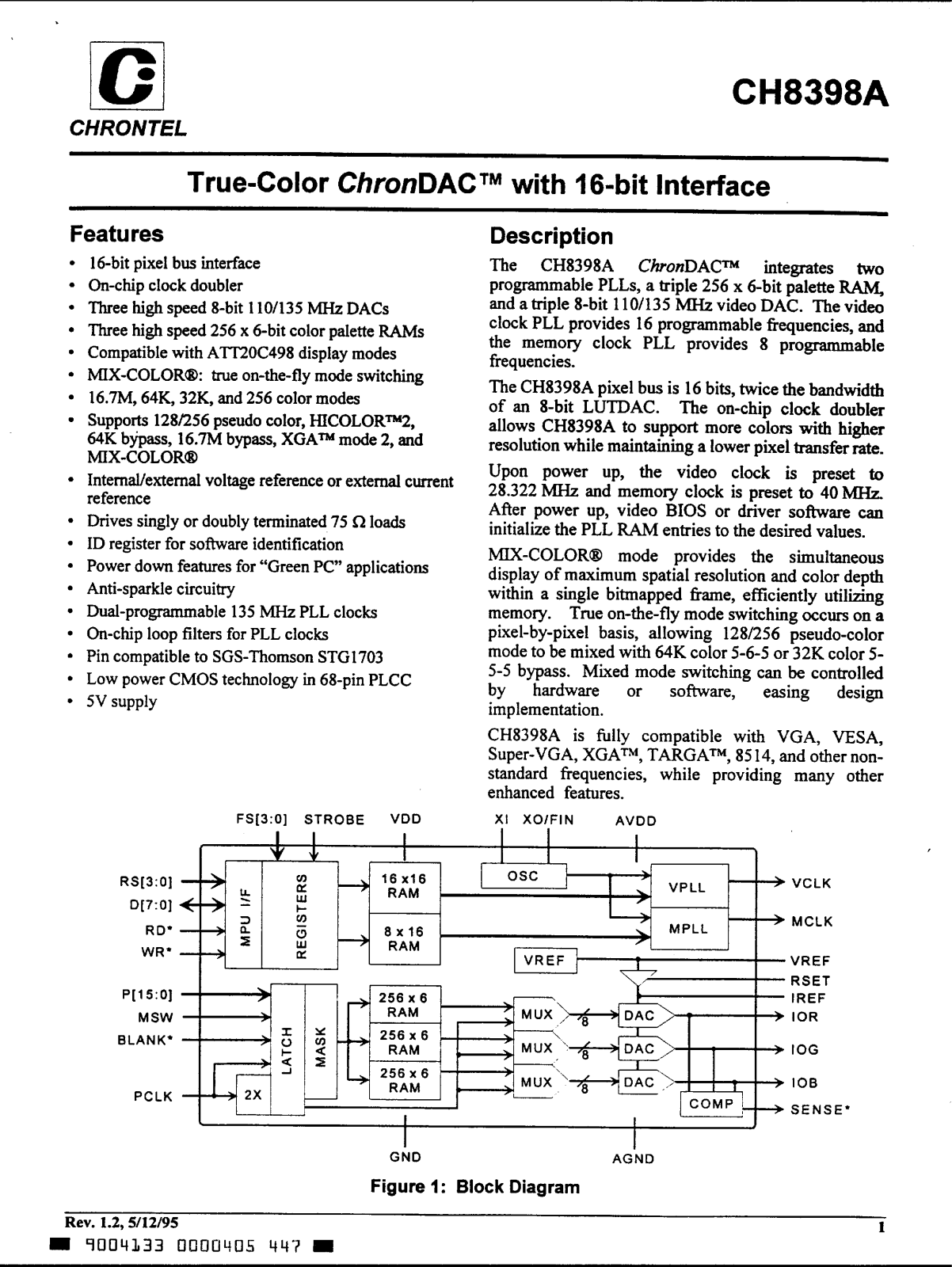 Chrontel Inc CH8398A Datasheet