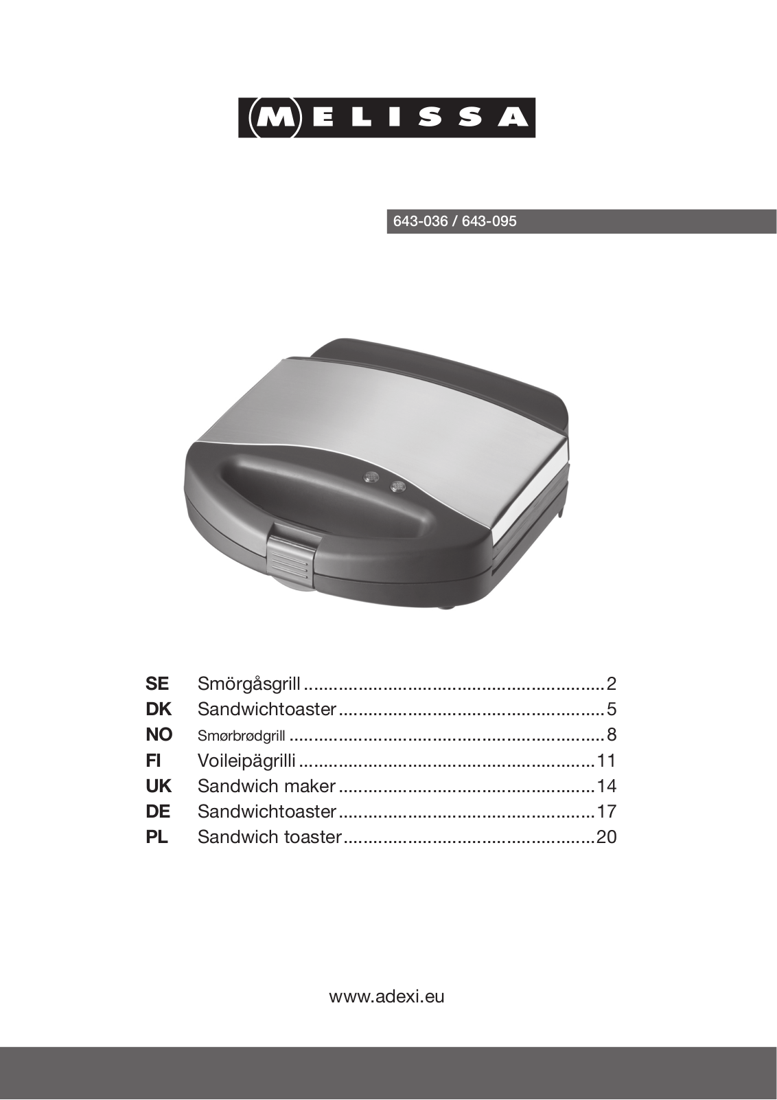 Melissa 643-036, 643-095 User Manual - ManualMachine.com